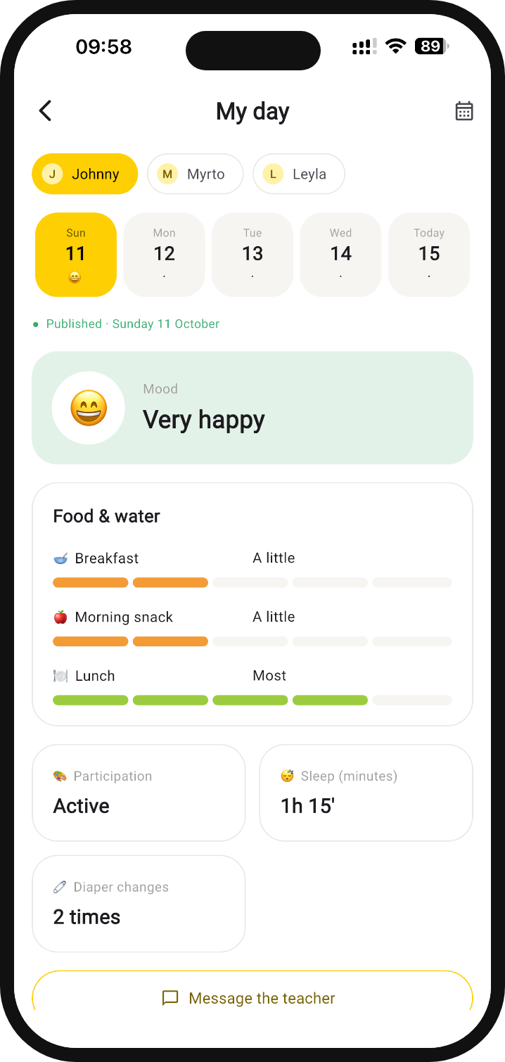 My Day in the parent app on a phone